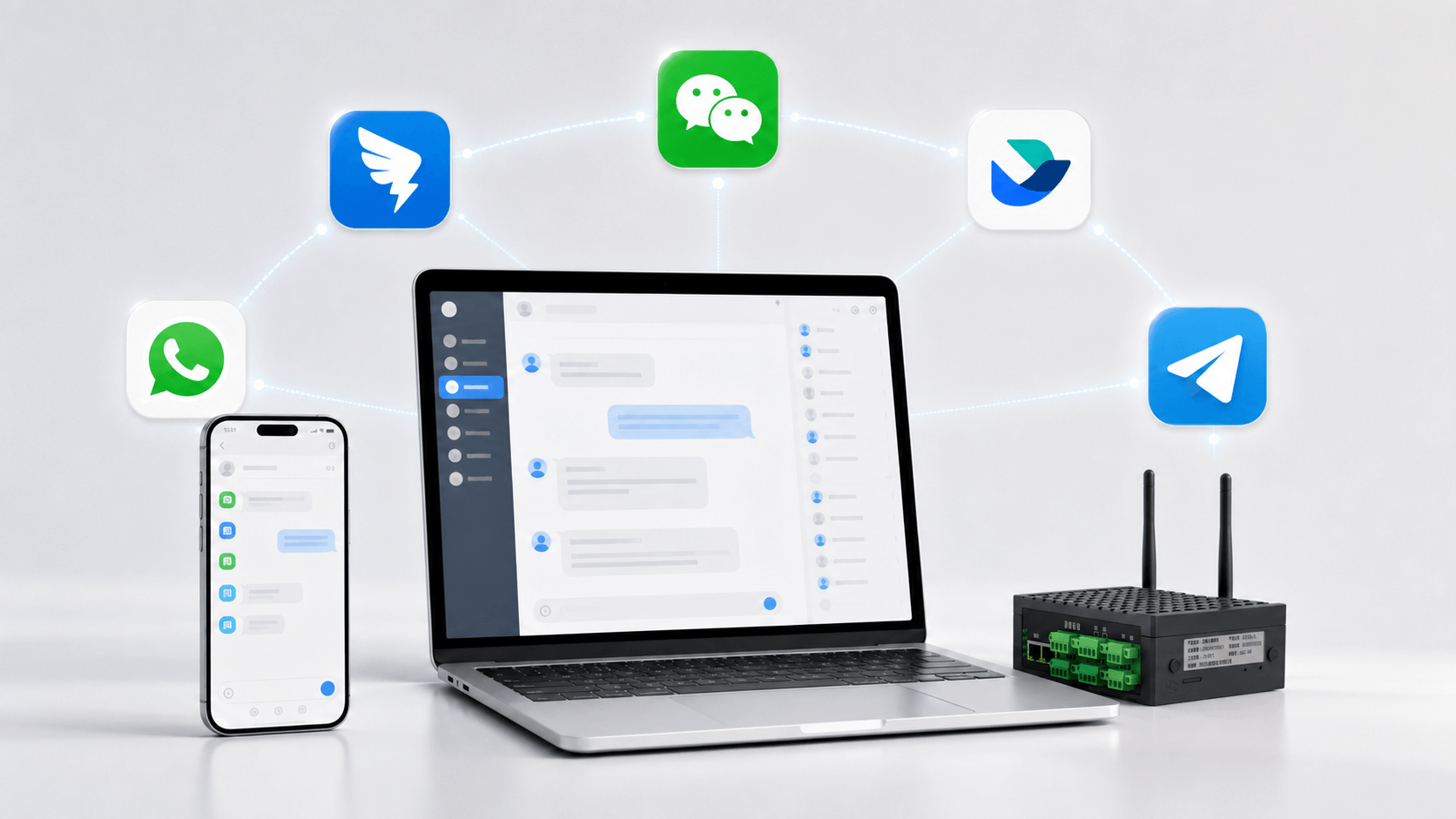 網(wǎng)關(guān) Chat 通道連接微信、釘釘、飛書、Telegram 和 WhatsApp 等社交應(yīng)用入口